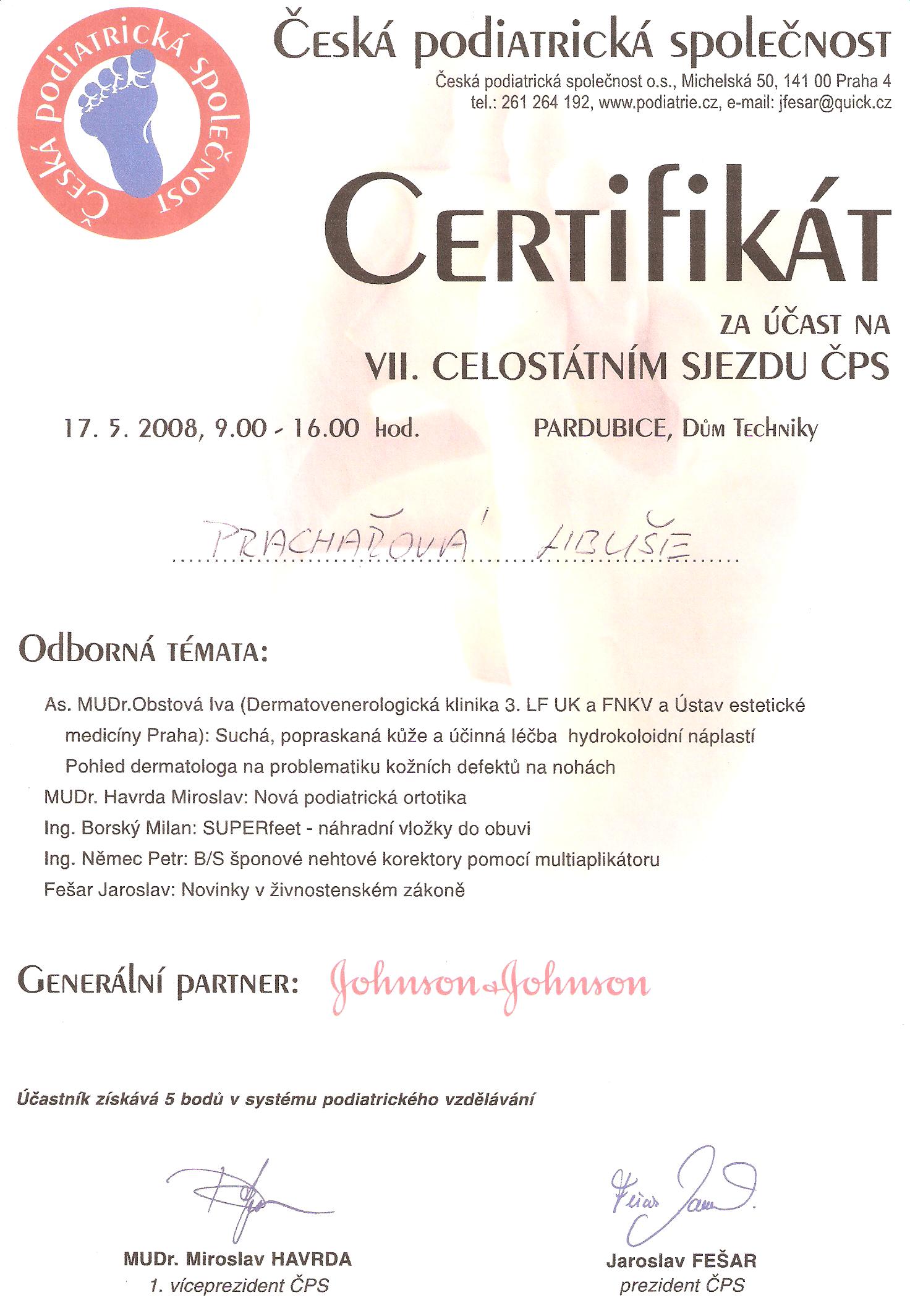 certifikát ČPS 1