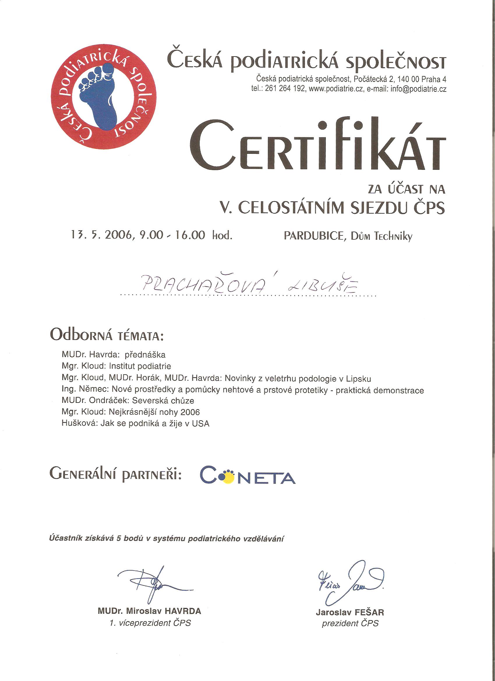 certifikát ČPS 2
